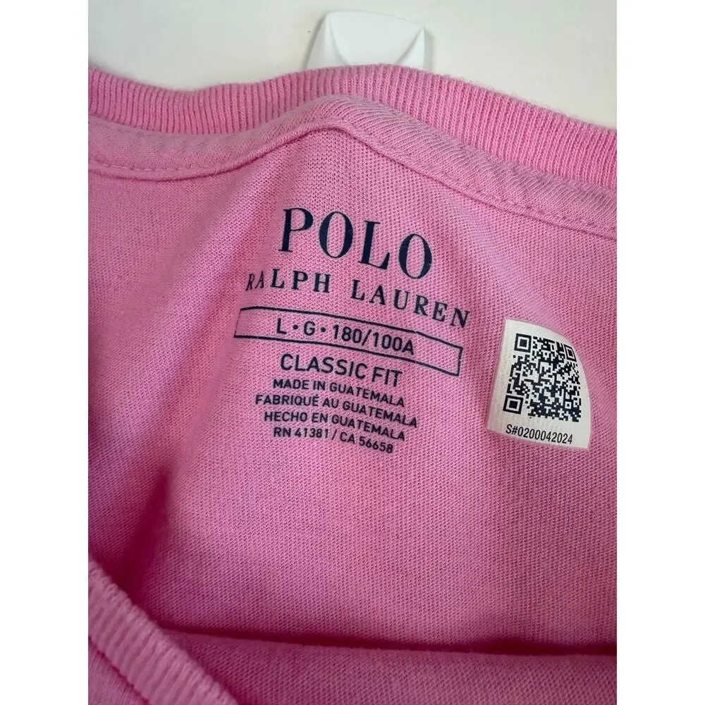 Polo Ralph Lauren Classic Fit Pink T-Shirt Men's Large Pony Logo Cotton